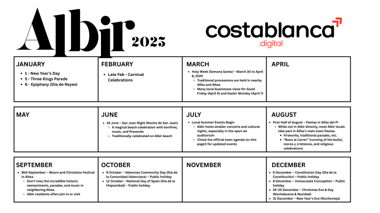 Albir Festivity Calendar 2025