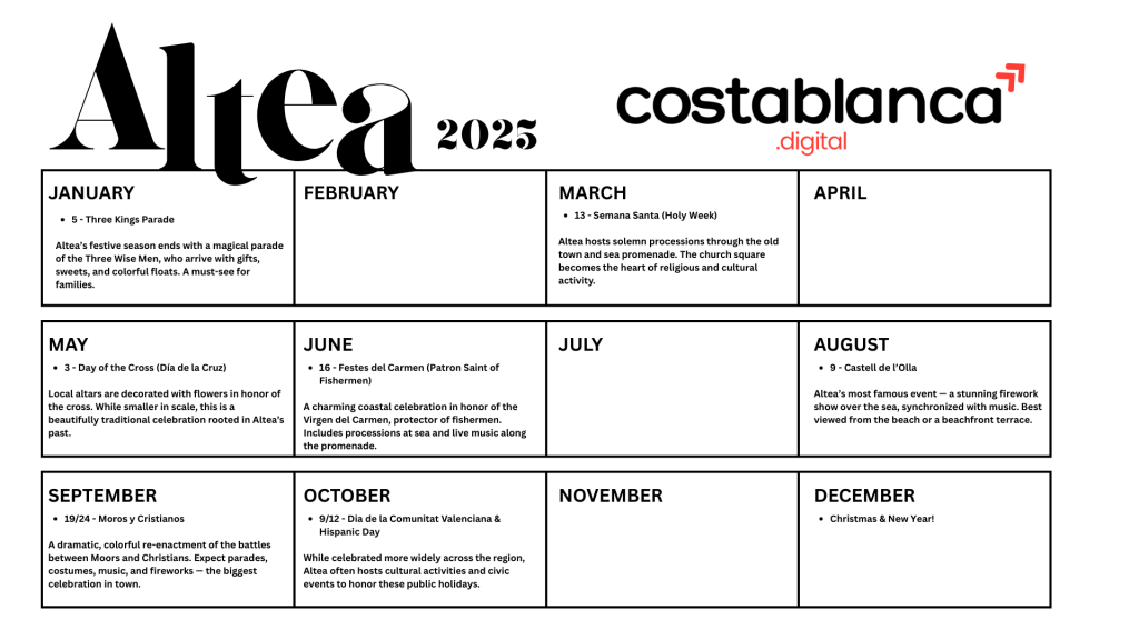 Altea Festivity Calendar 2025