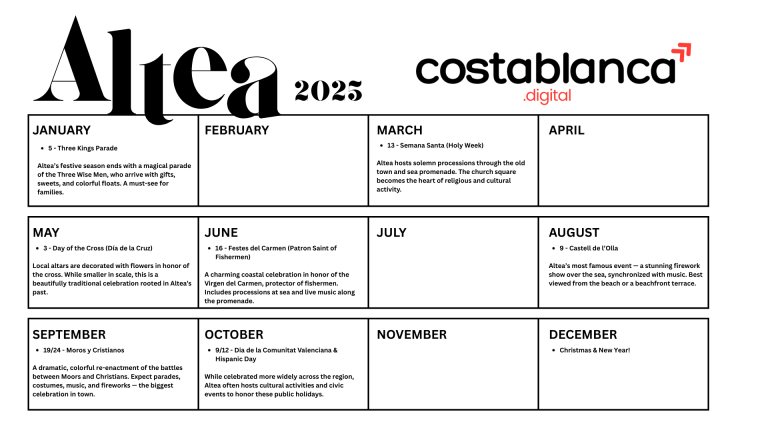 Altea Festivity Calendar 2025