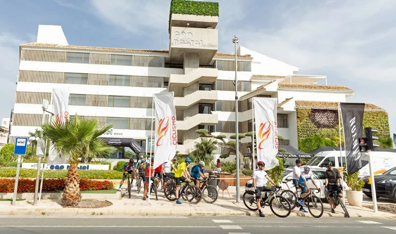 Hotel Cap Negret in Altea with cycling flags and pro cyclists 