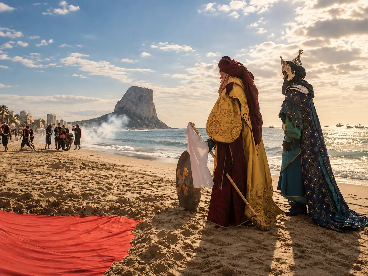 Moros y Cristianos parade through Calpe's old town during the fiesta