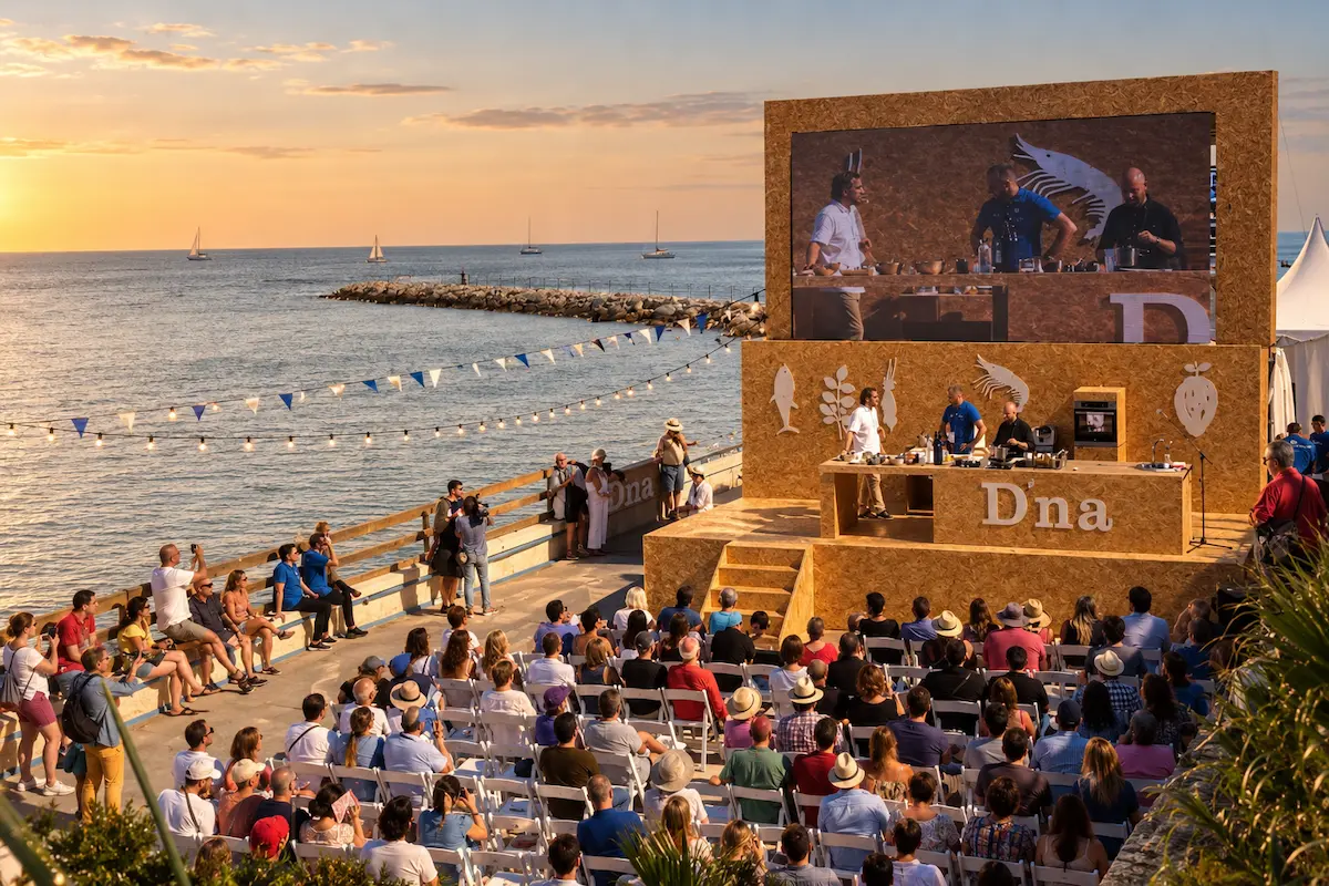 Food stalls and visitors at D*na Festival along Dénia's Marineta Cassiana seafront