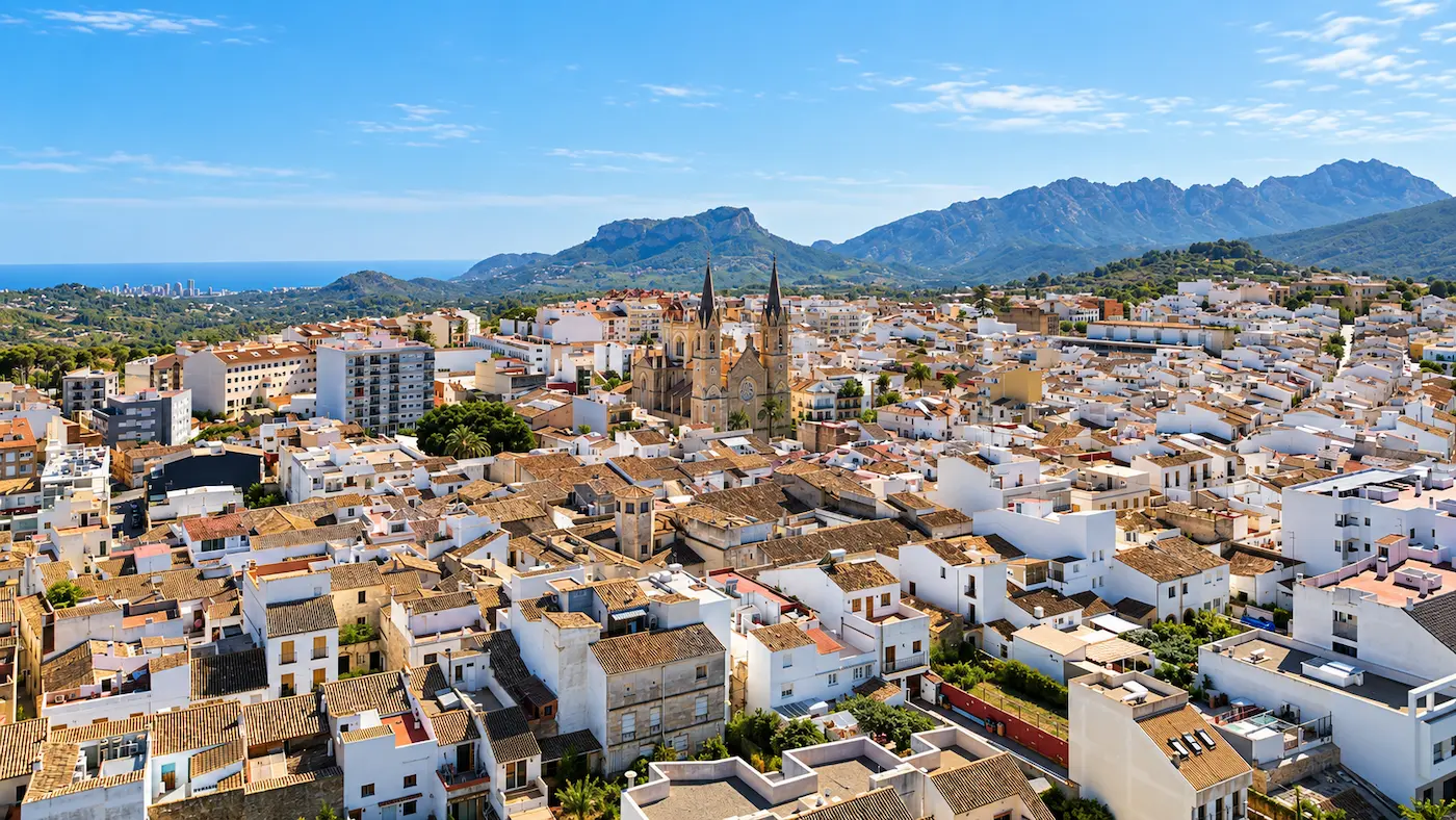 Aerial drone view of Benissa on the Costa Blanca